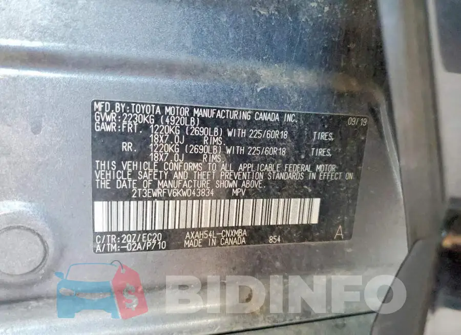 2T3EWRFV6KW043834 Photo# 13