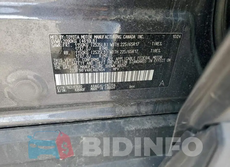 2T3F1RFV4RC487454 Photo# 12