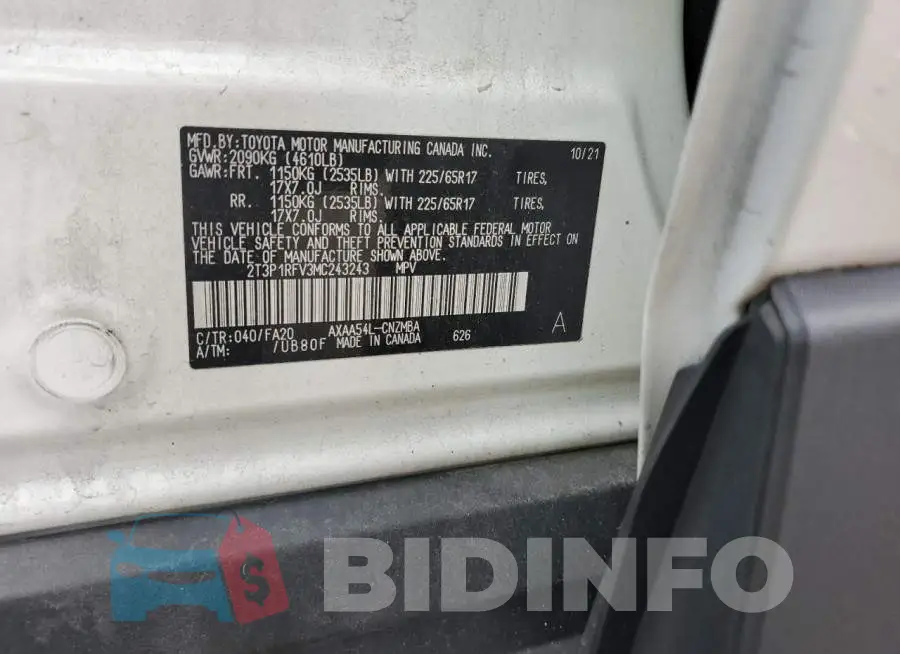 2T3P1RFV3MC243243 Photo# 14