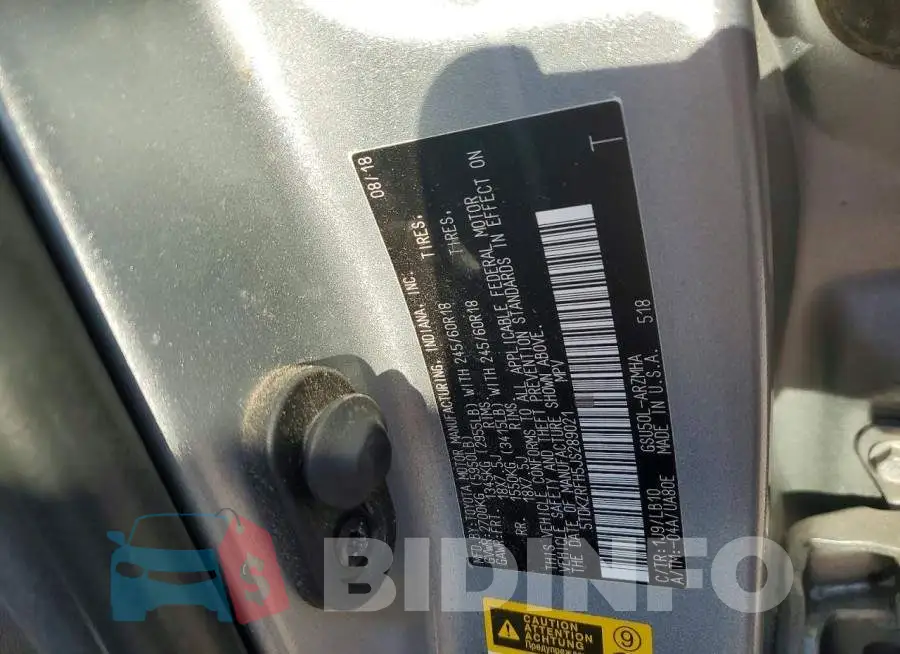 5TDKZRFH5JS289021 Photo# 13