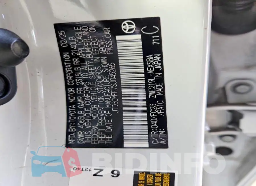 JTDBCMFE7SJ045265 Photo# 12
