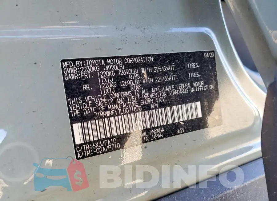 JTMRWRFV7LD071870 Photo# 13