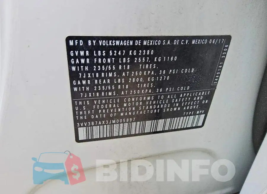 3VV3B7AX3JM005897 Photo# 13