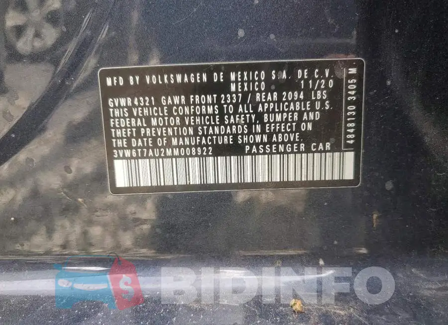 3VW6T7AU2MM008922 Photo# 12