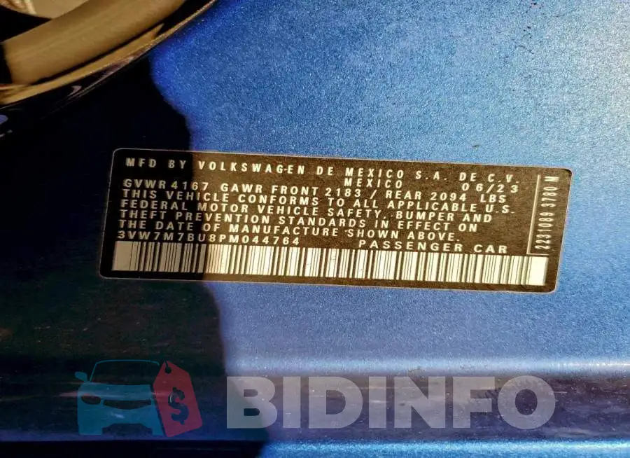 3VW7M7BU8PM044764 Photo# 12