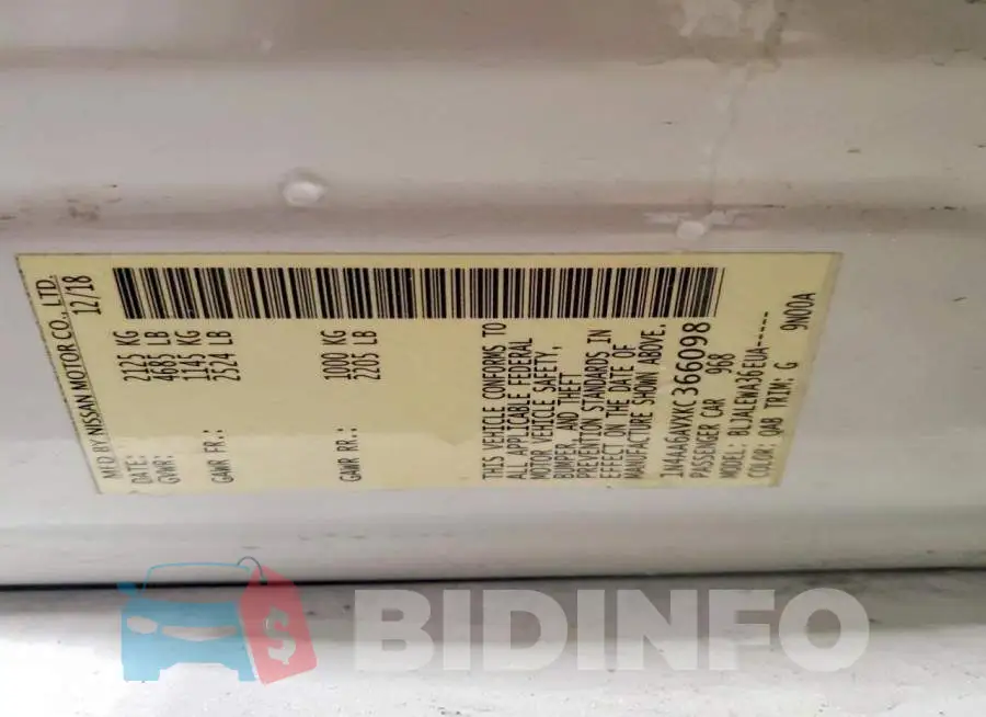 1N4AA6AVXKC366098 Photo# 12