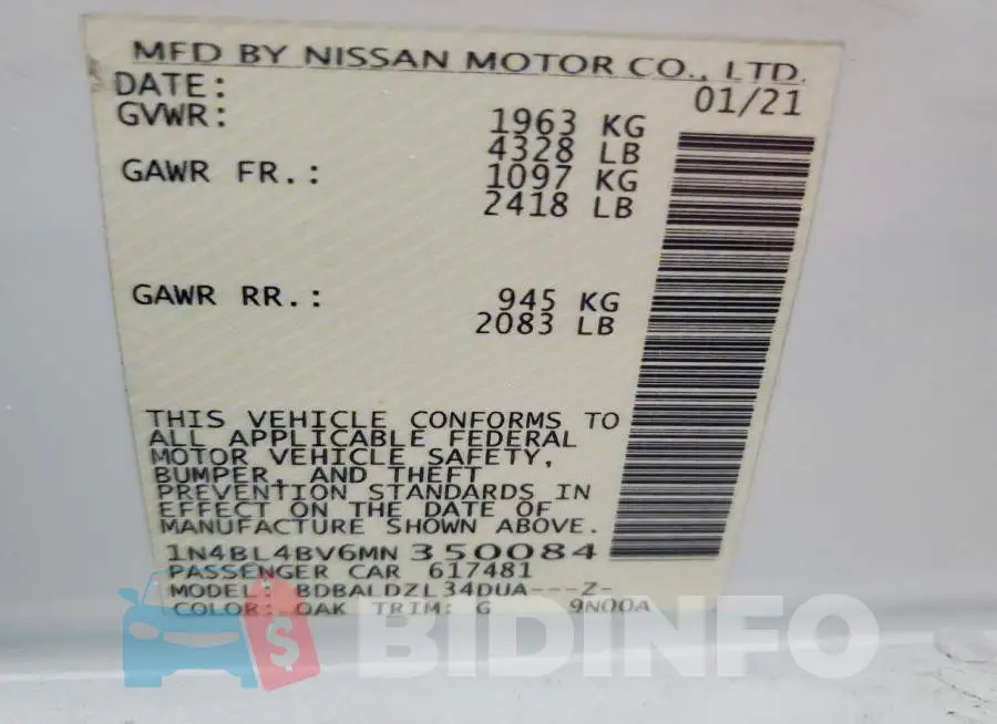 1N4BL4BV6MN350084 Photo# 13