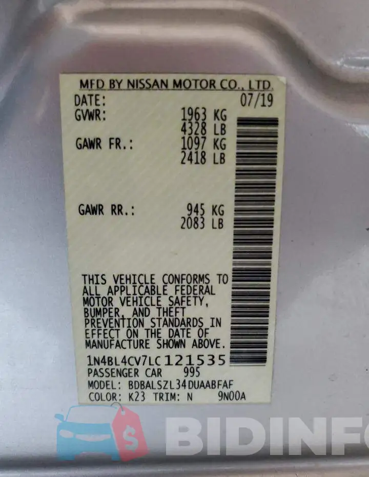 1N4BL4CV7LC121535 Photo# 12
