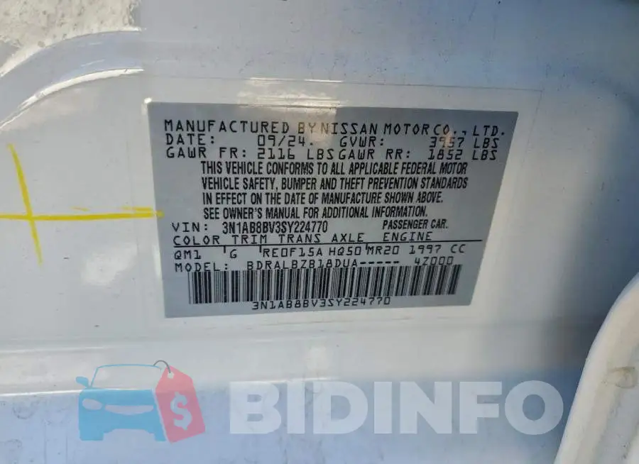 3N1AB8BV3SY224770 Photo# 12