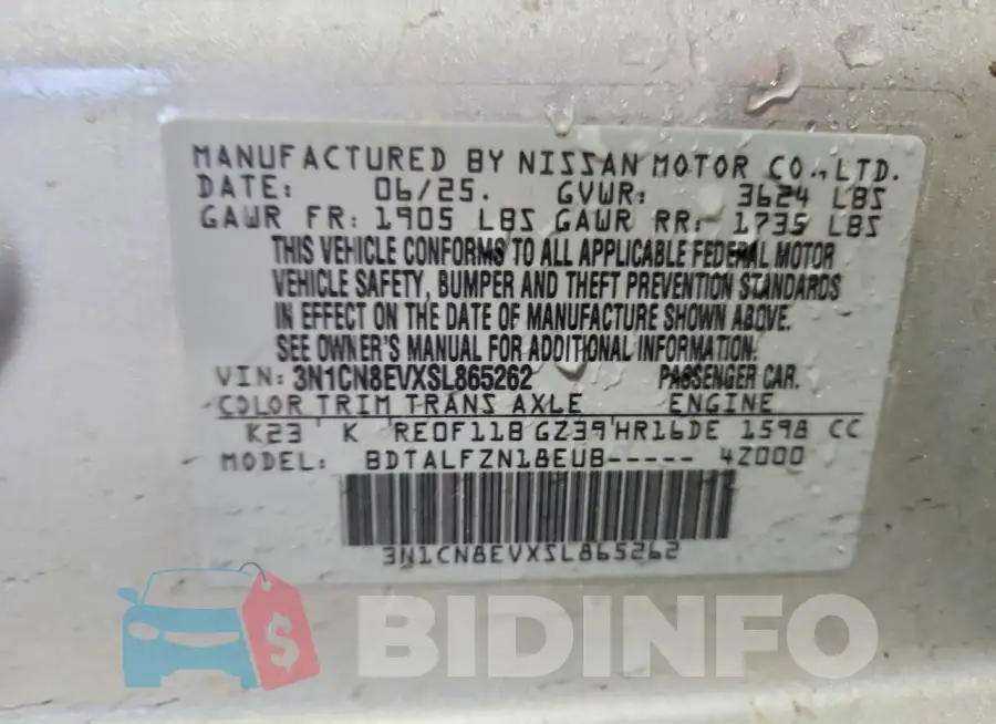 3N1CN8EVXSL865262 Photo# 12