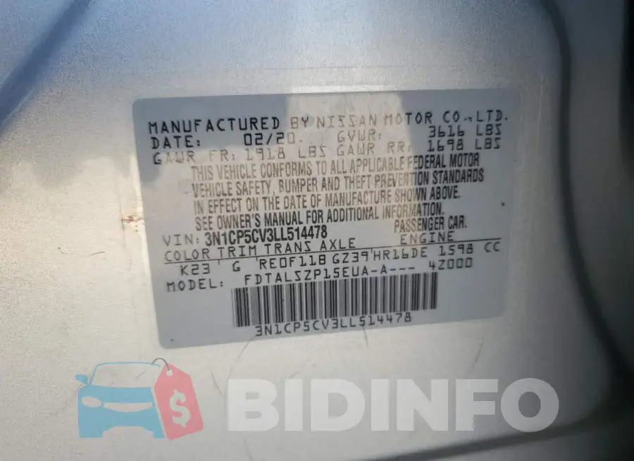 3N1CP5CV3LL514478 Photo# 13