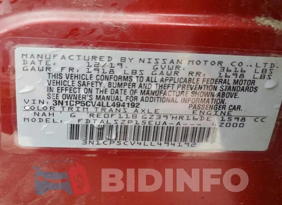 3N1CP5CV4LL494192 Photo# 13