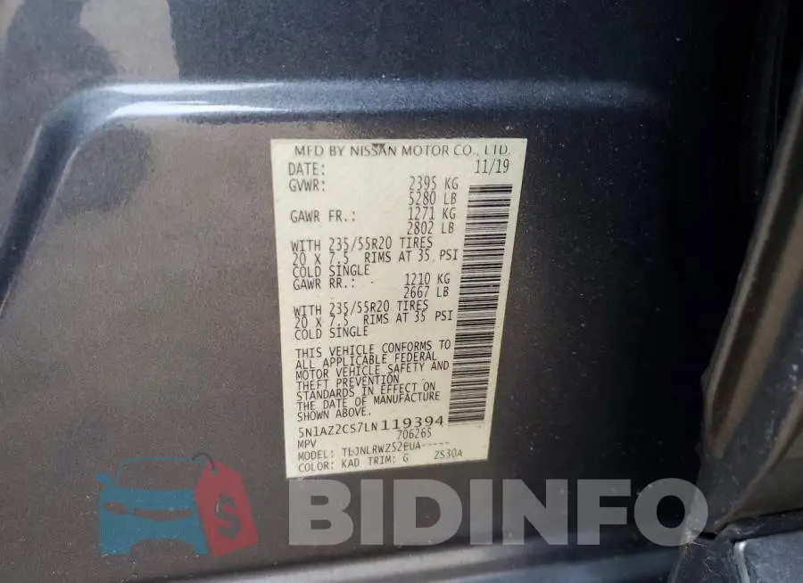 5N1AZ2CS7LN119394 Photo# 13