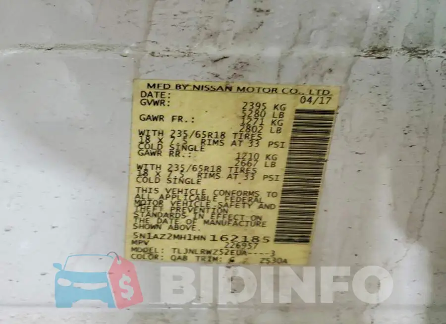 5N1AZ2MH1HN162185 Photo# 13