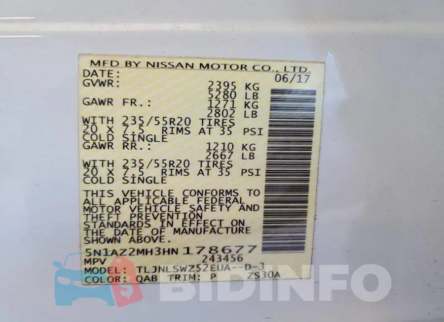 5N1AZ2MH3HN178677 Photo# 13