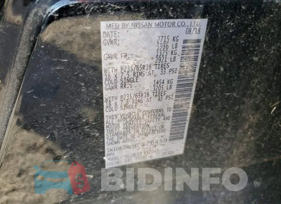 5N1DR2MN3KC576459 Photo# 12
