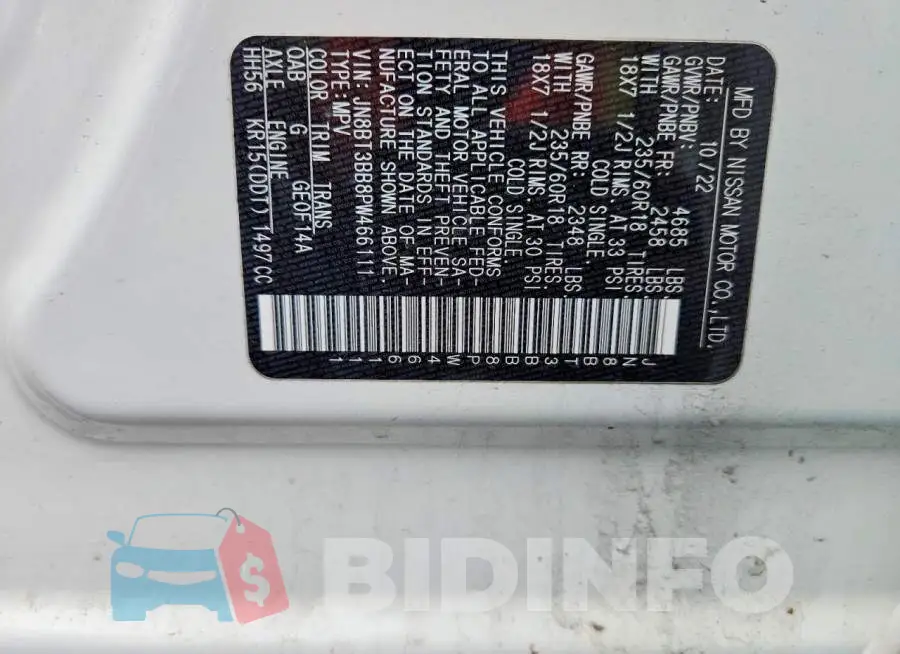 JN8BT3BB8PW466111 Photo# 12