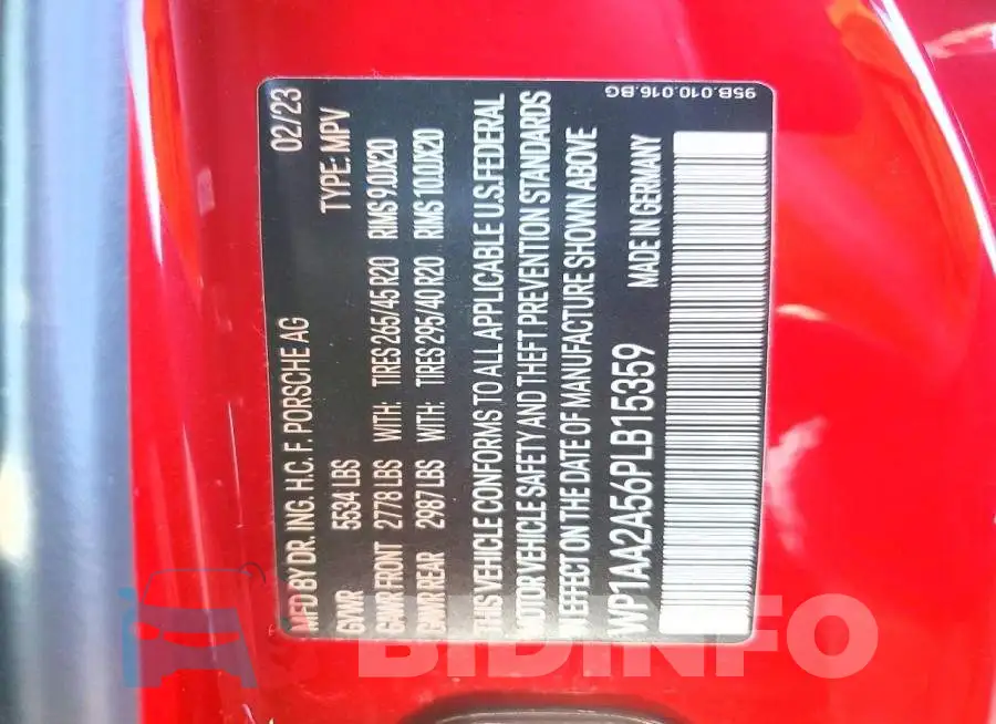 WP1AA2A56PLB15359 Photo# 13