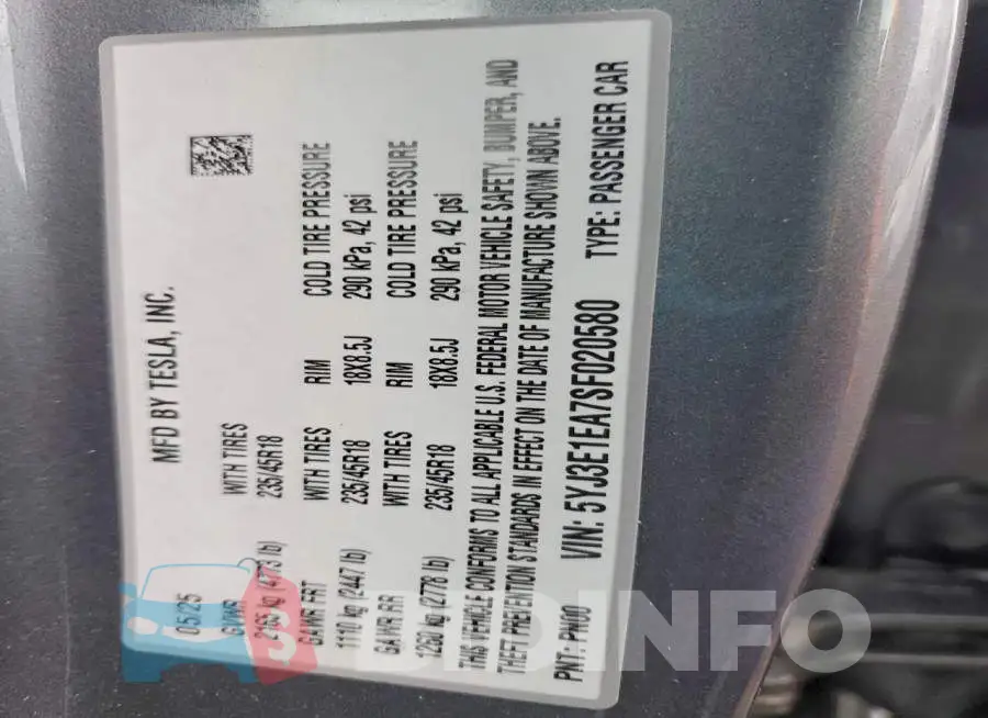 5YJ3E1EA7SF020580 Photo# 12