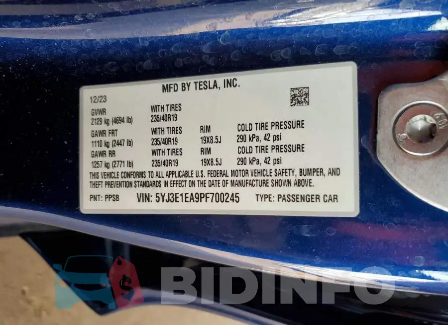 5YJ3E1EA9PF700245 Photo# 14