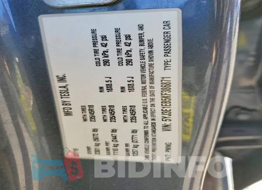 5YJ3E1EB5KF386871 Photo# 12