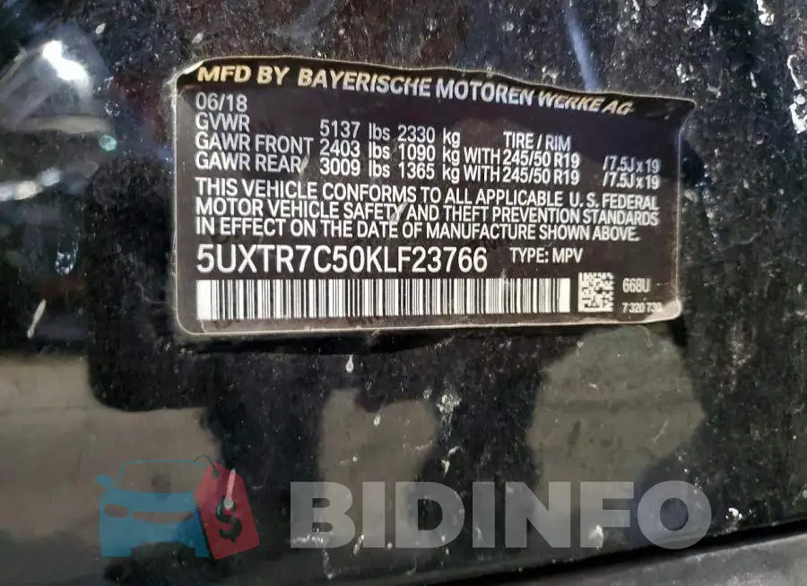 5UXTR7C50KLF23766 Photo# 13