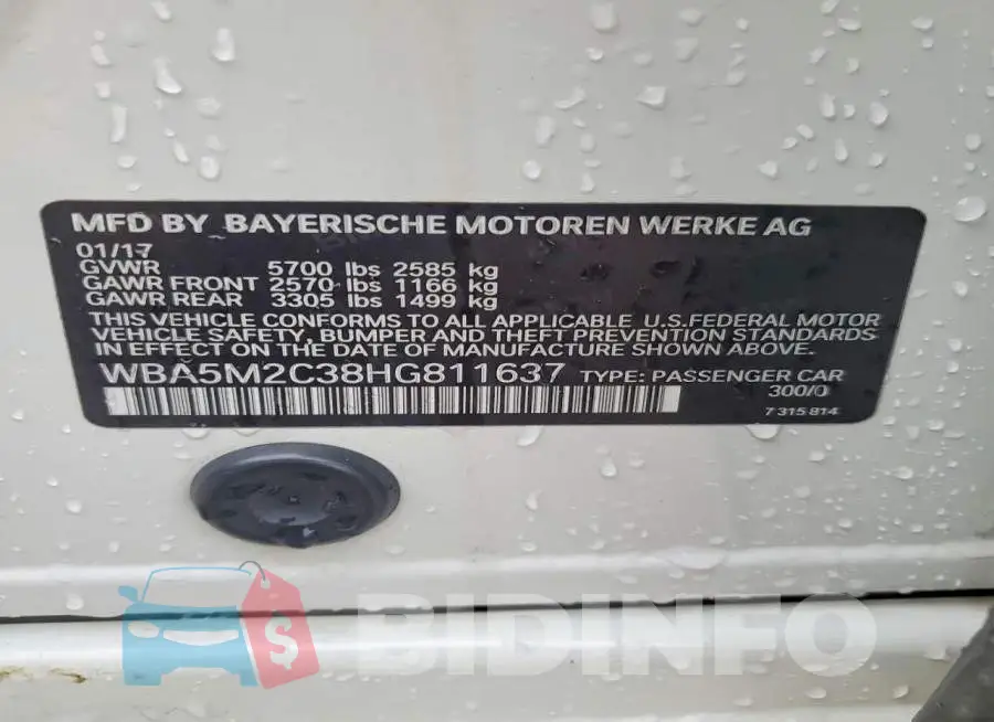 WBA5M2C38HG811637 Photo# 13