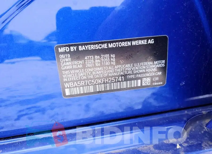 WBA5R7C50KFH25741 Photo# 12