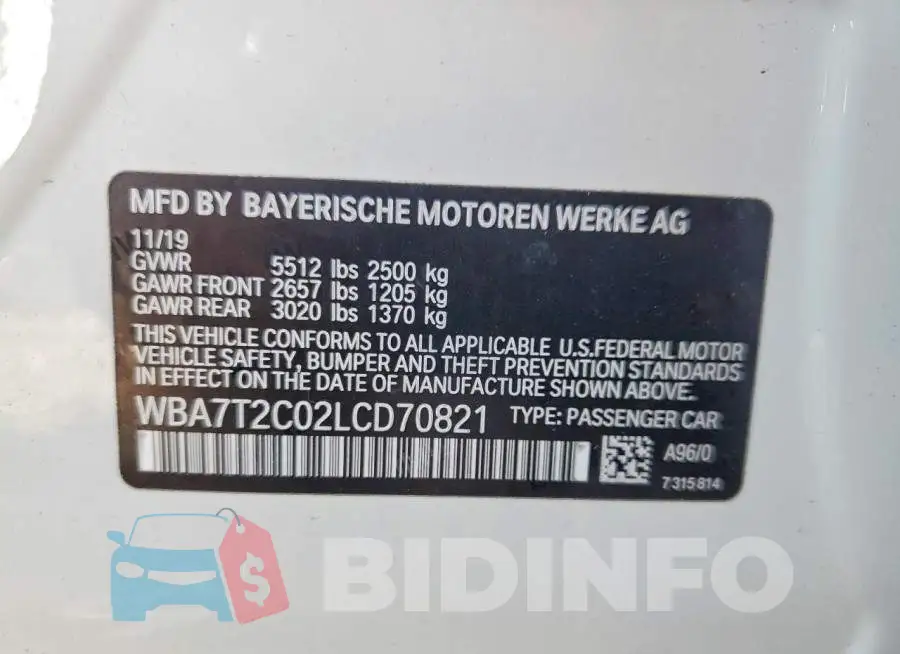 WBA7T2C02LCD70821 Photo# 12