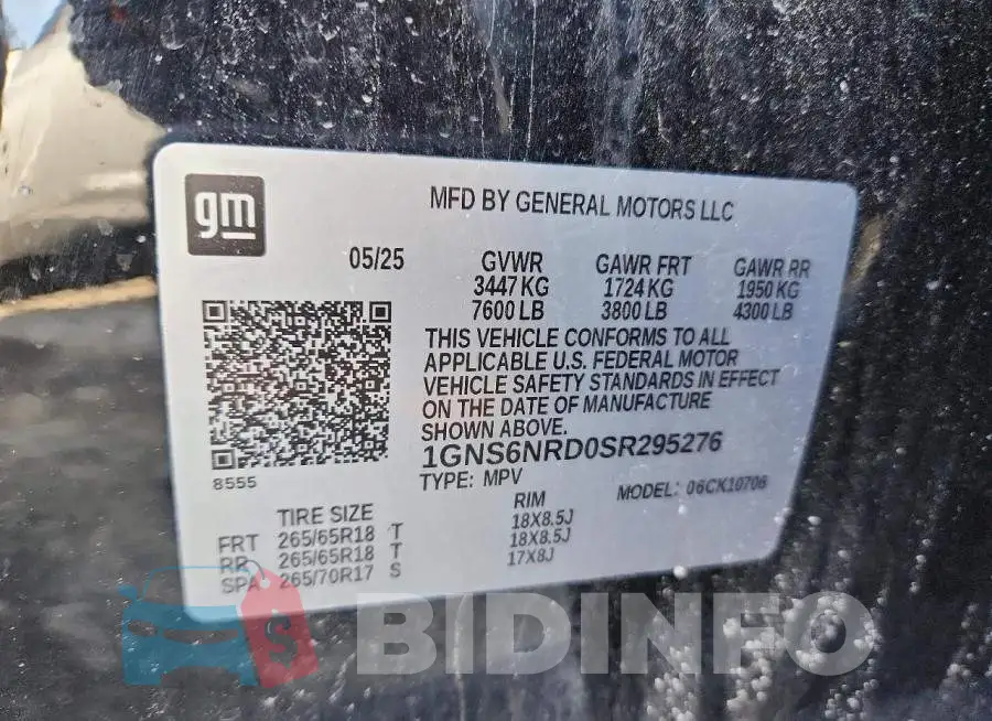 1GNS6NRD0SR295276 Photo# 13