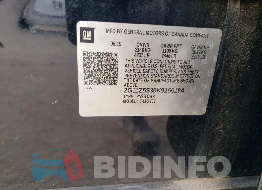 2G11Z5S30K9155194 Photo# 12