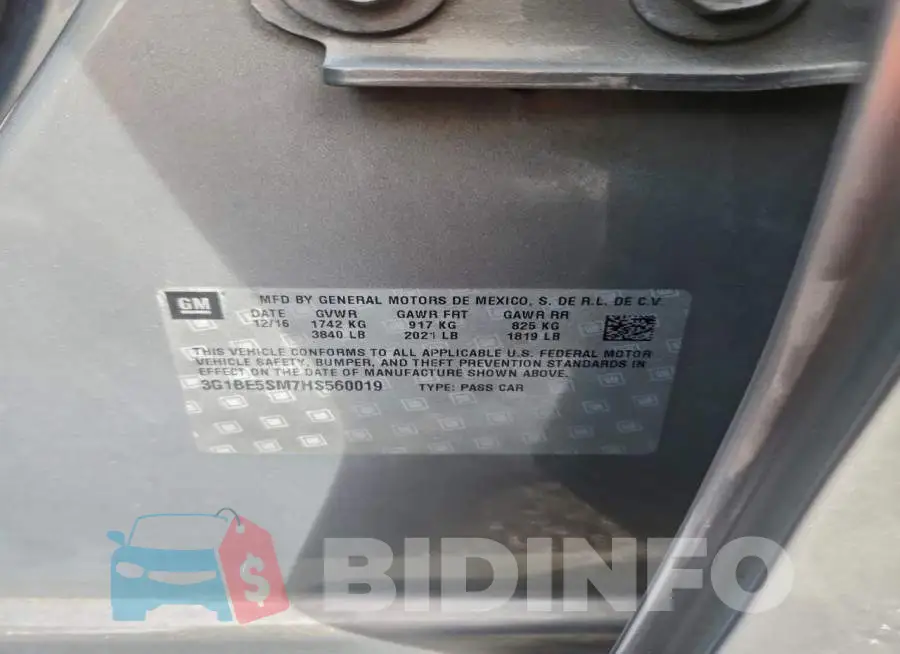 3G1BE5SM7HS560019 Photo# 12