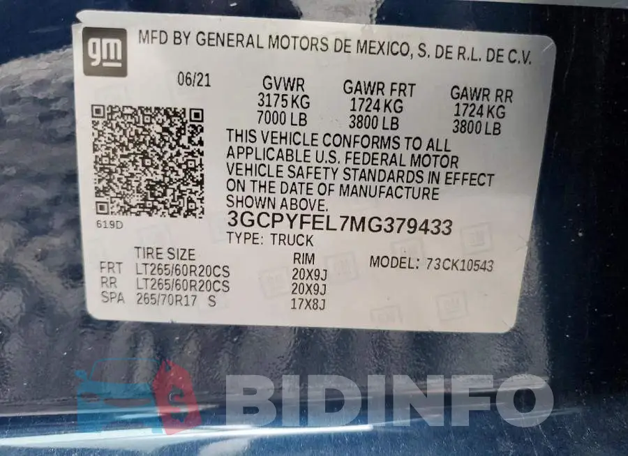3GCPYFEL7MG379433 Photo# 12