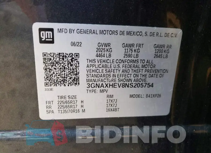 3GNAXHEV8NS205754 Photo# 13