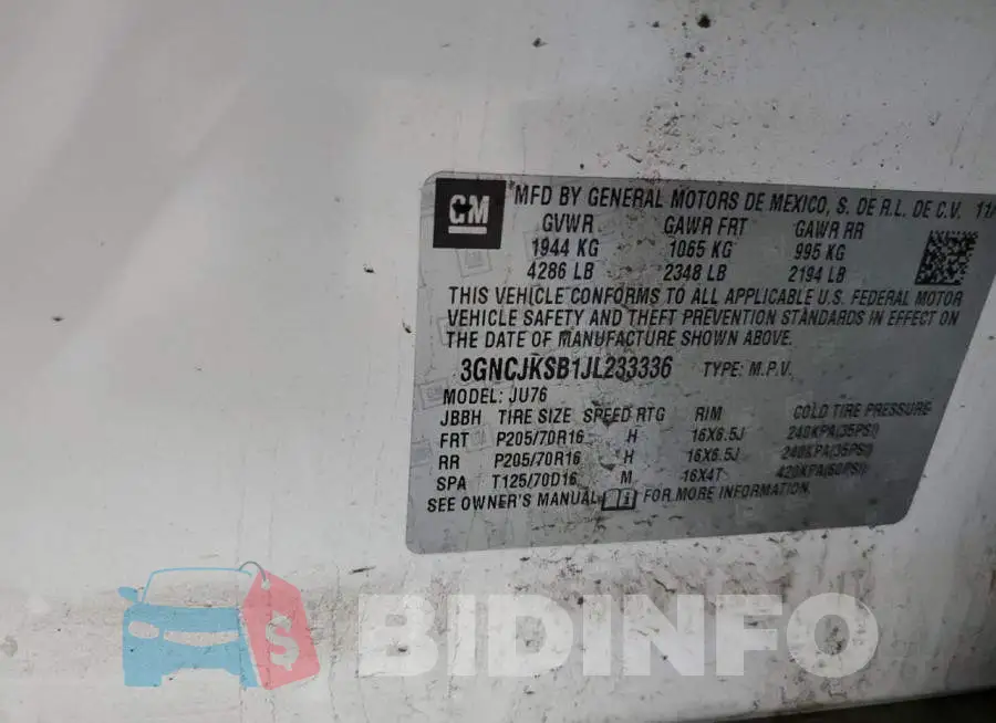 3GNCJKSB1JL233336 Photo# 13