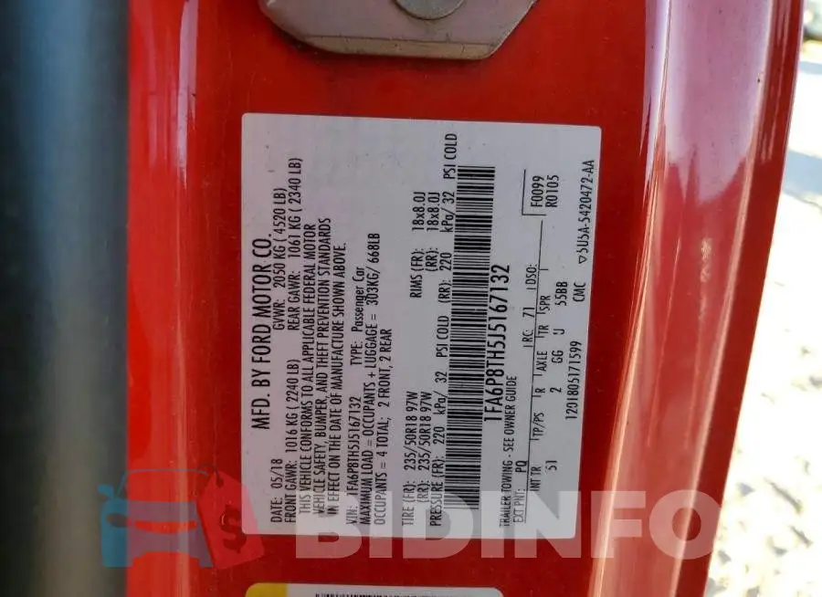 1FA6P8TH5J5167132 Photo# 13