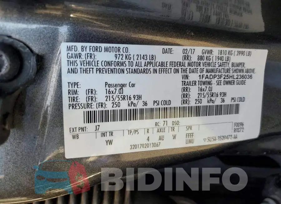 1FADP3F25HL236036 Photo# 12