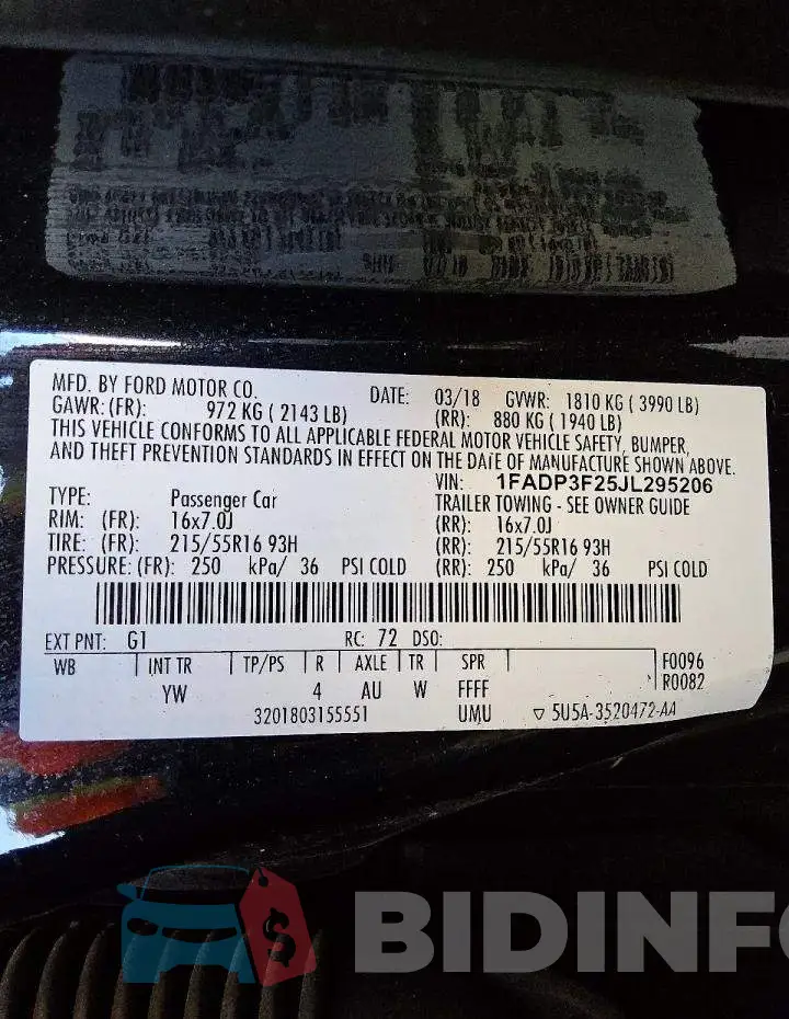1FADP3F25JL295206 Photo# 12