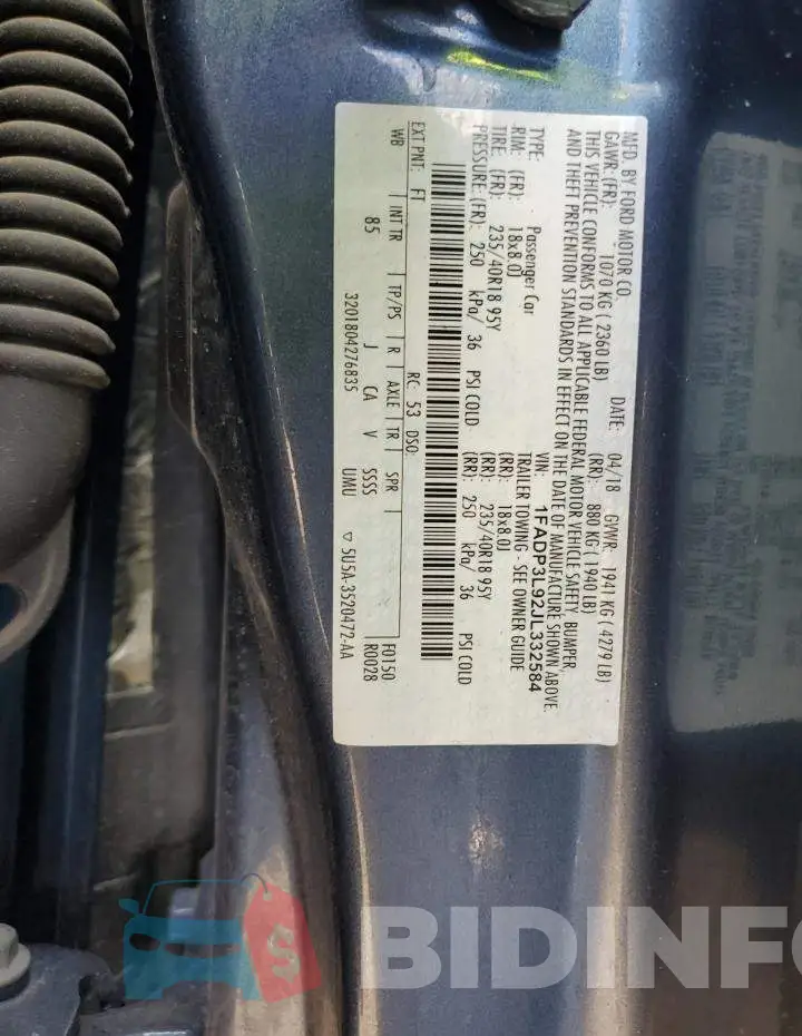 1FADP3L92JL332584 Photo# 12