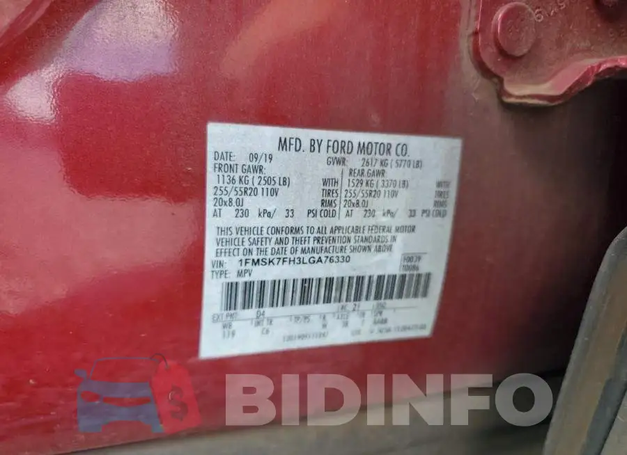 1FMSK7FH3LGA76330 Photo# 13