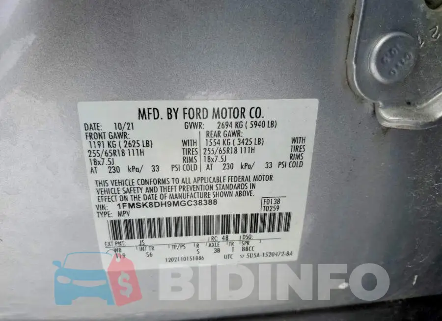 1FMSK8DH9MGC38388 Photo# 13