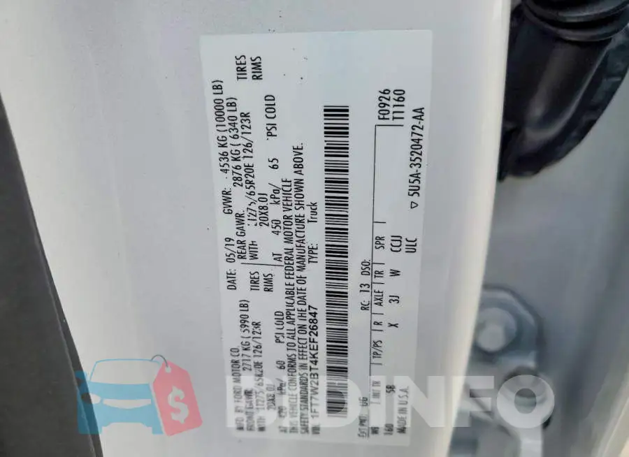 1FT7W2BT4KEF26847 Photo# 12