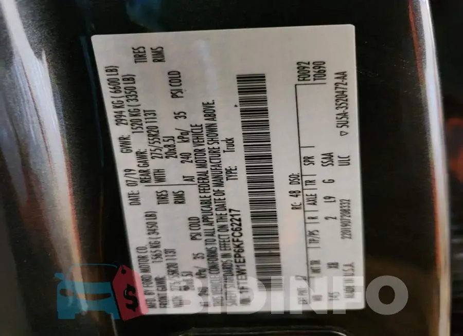 1FTEW1EP6KFC62217 Photo# 12