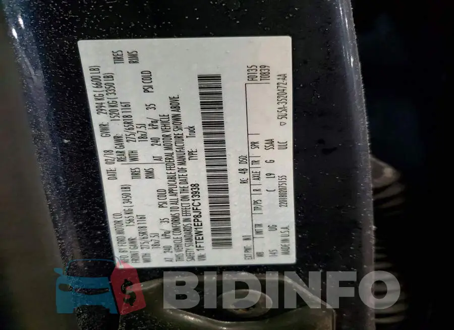 1FTEW1EP8JFC13938 Photo# 12