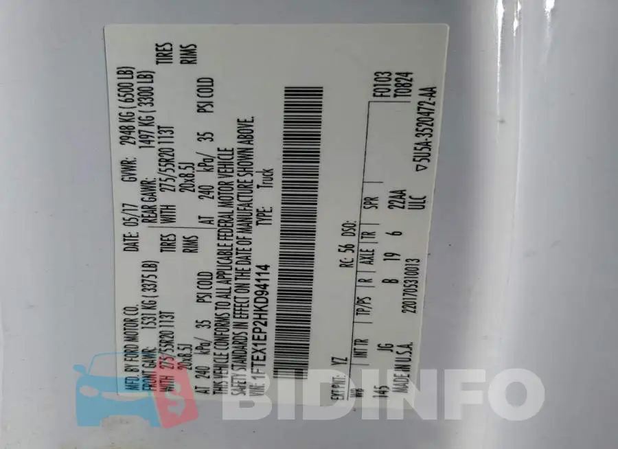 1FTEX1EP2HKD94114 Photo# 12