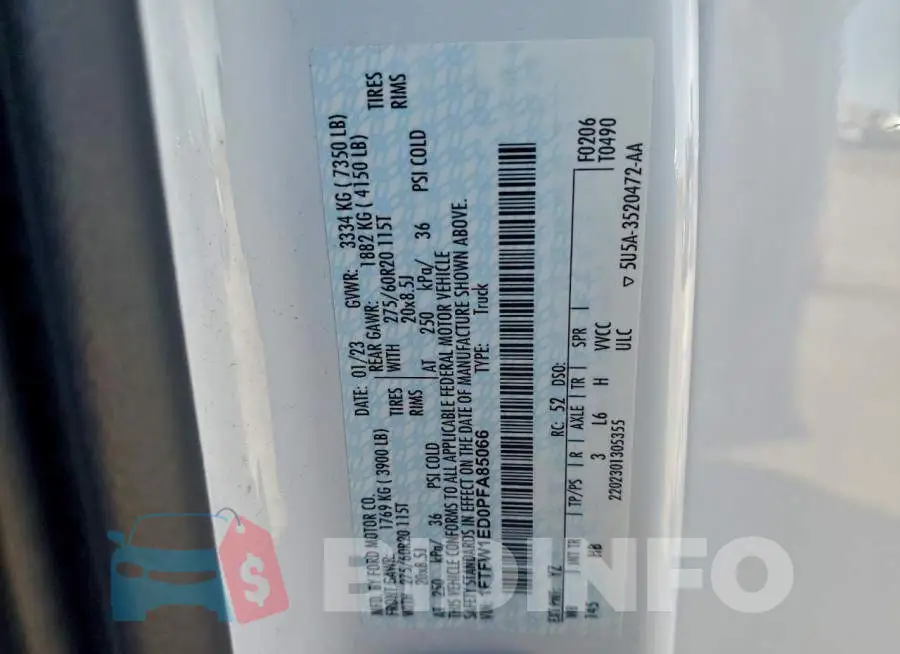 1FTFW1ED0PFA85066 Photo# 13