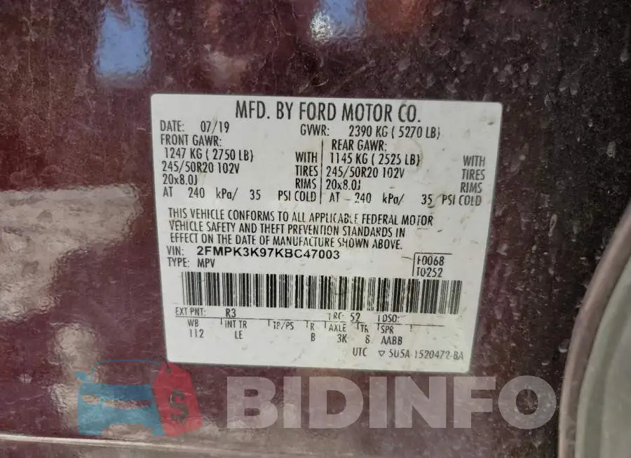 2FMPK3K97KBC47003 Photo# 13