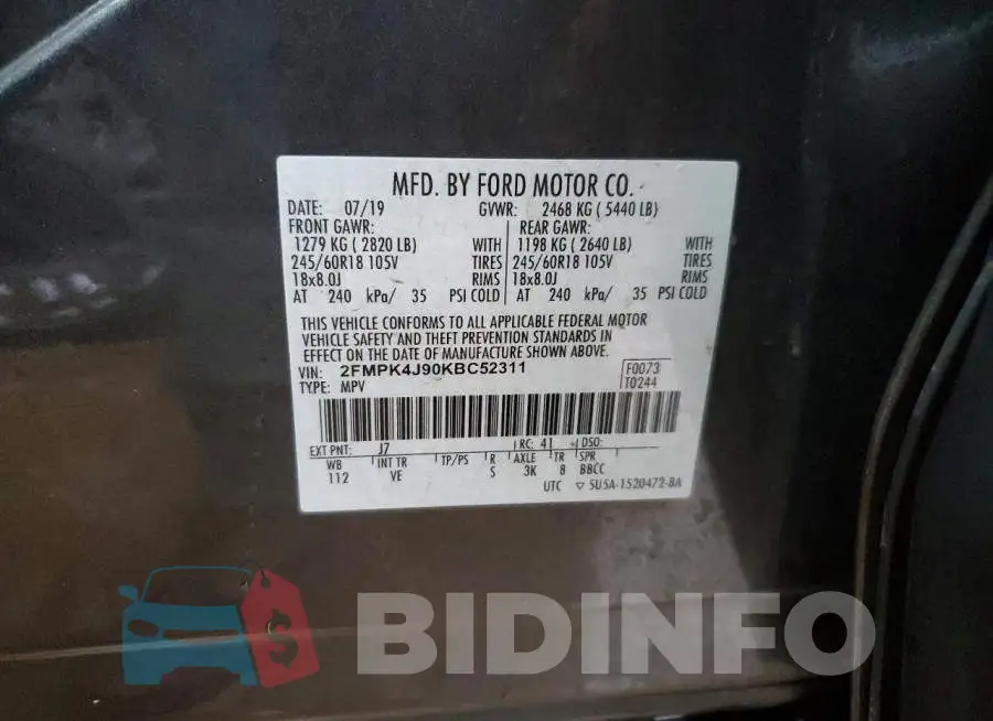 2FMPK4J90KBC52311 Photo# 12
