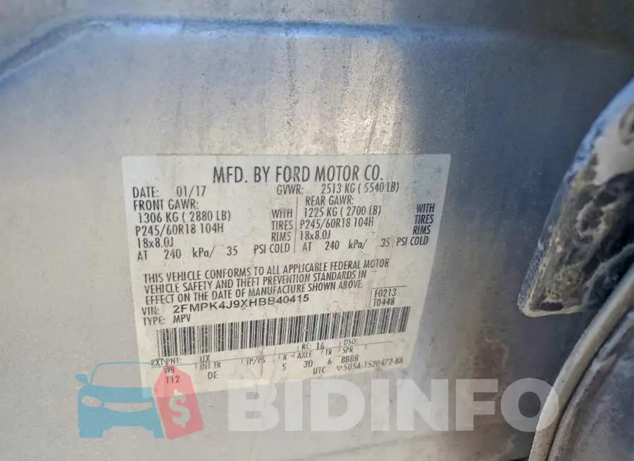 2FMPK4J9XHBB40415 Photo# 12