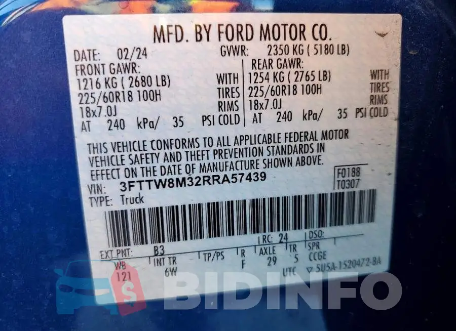 3FTTW8M32RRA57439 Photo# 13